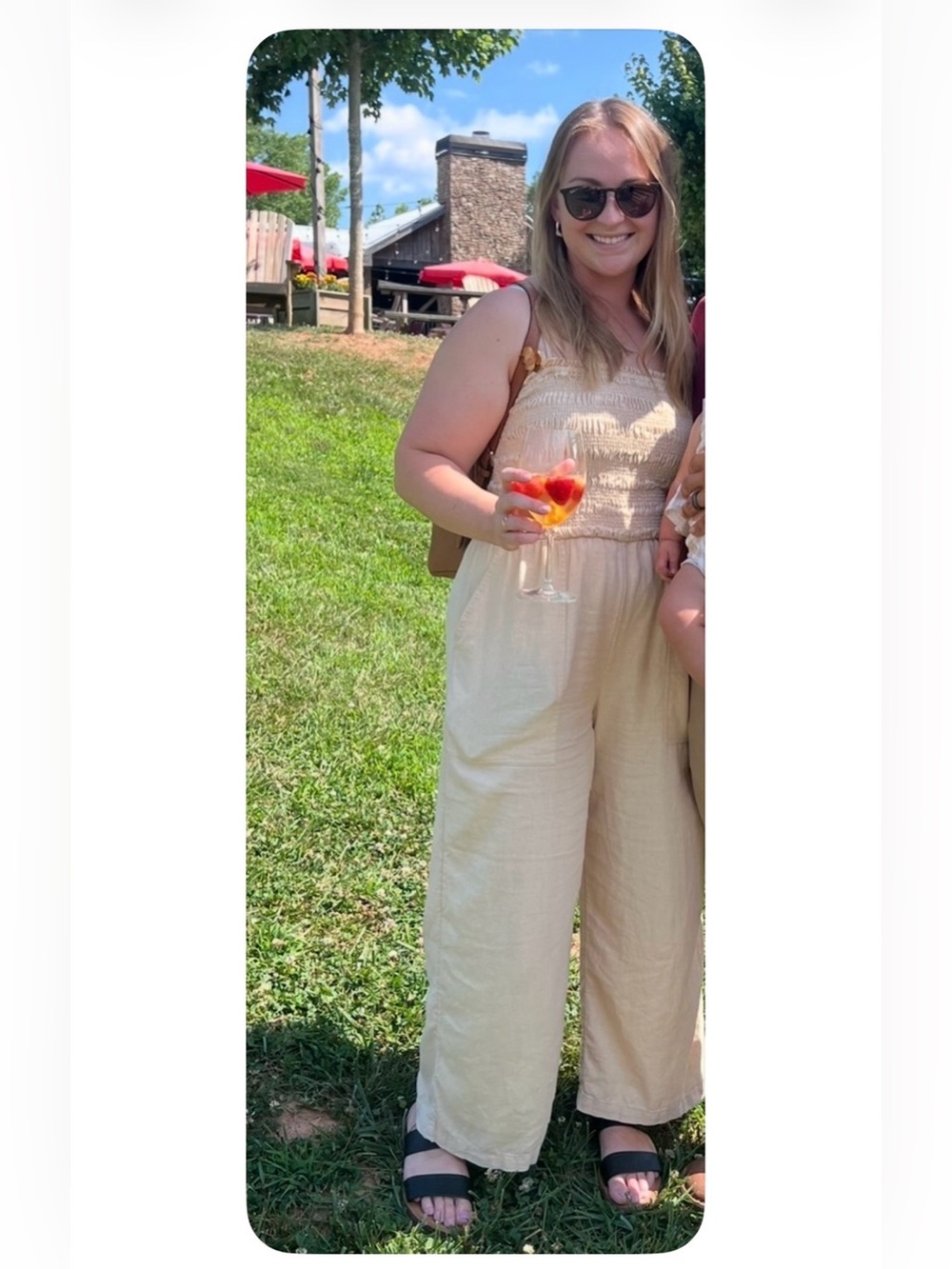 Universal Thread Cream Smocked Wide-Leg Jumpsuit